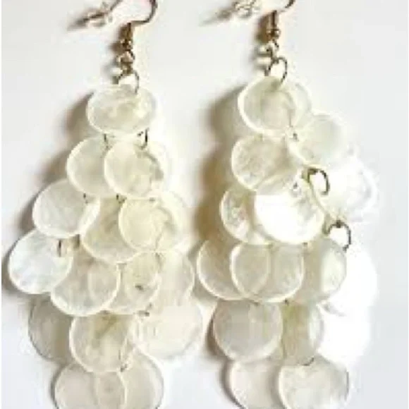 Handmade Elegant White Dangle Earrings - Picture 2 of 5